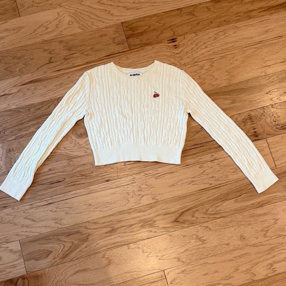 Kirsh Ivory Cable Knit Crop Top